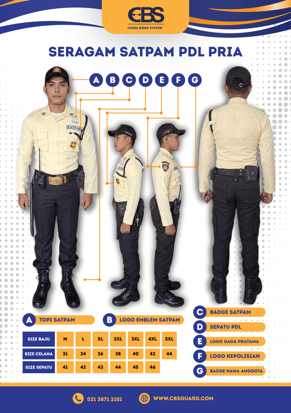 Seragam Satpam PDL Pria - Lengan Panjang