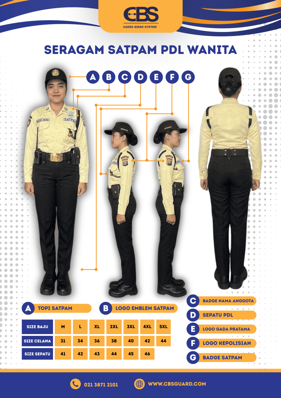 Seragam Satpam PDL Wanita - Lengan Panjang